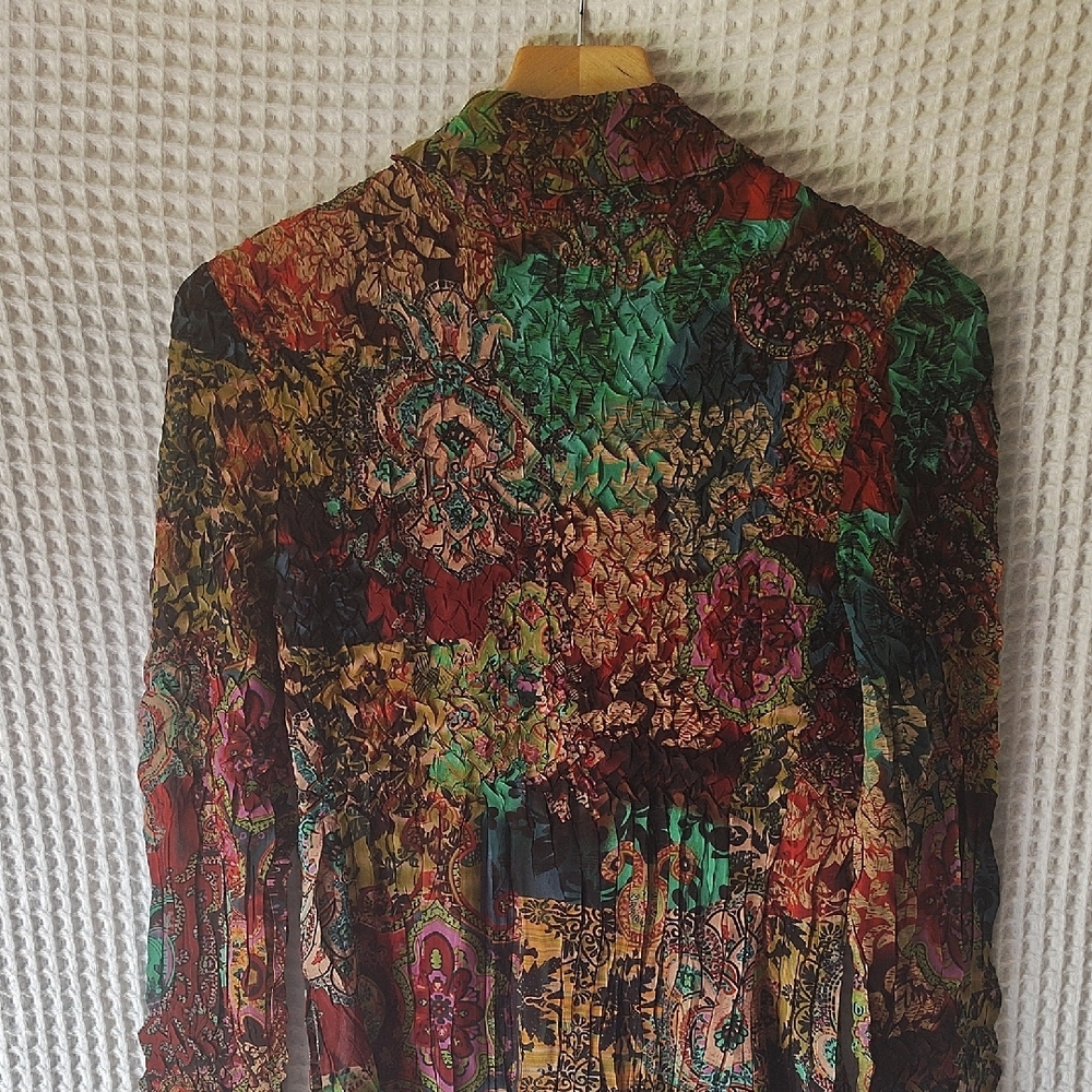 Pleats Collection Vintage Lagenlook By Pings Imports Button-Up Blouse Medium - Picture 7 of 7